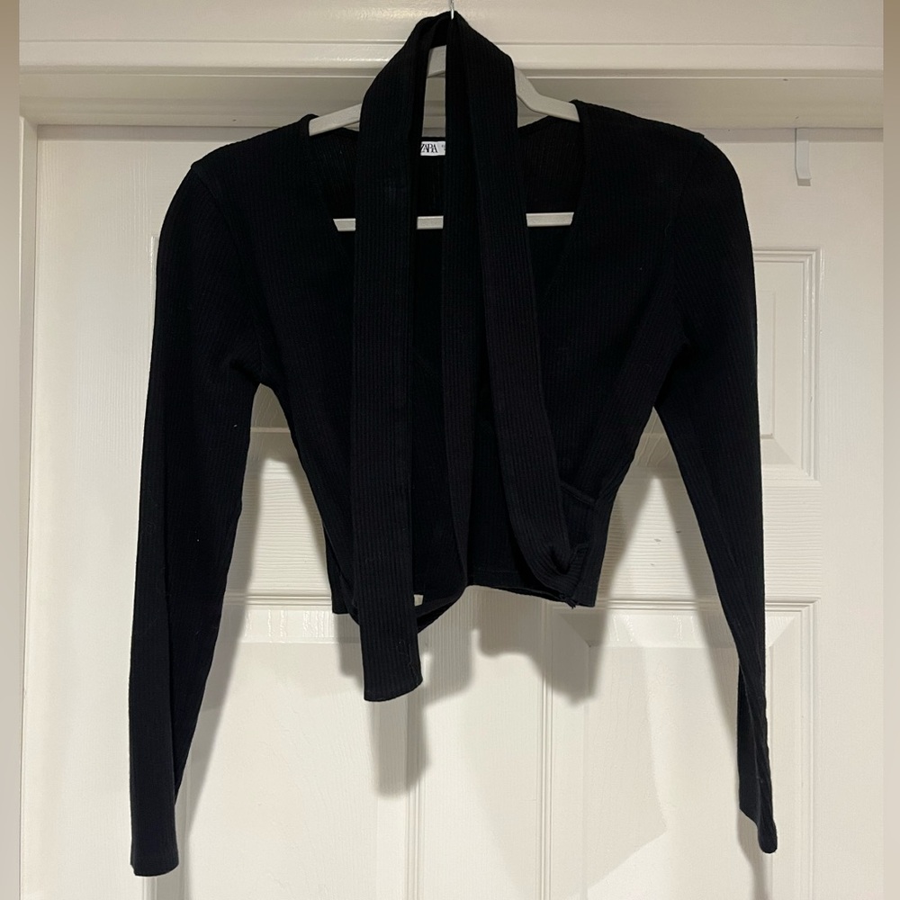 Zara black wrap around top